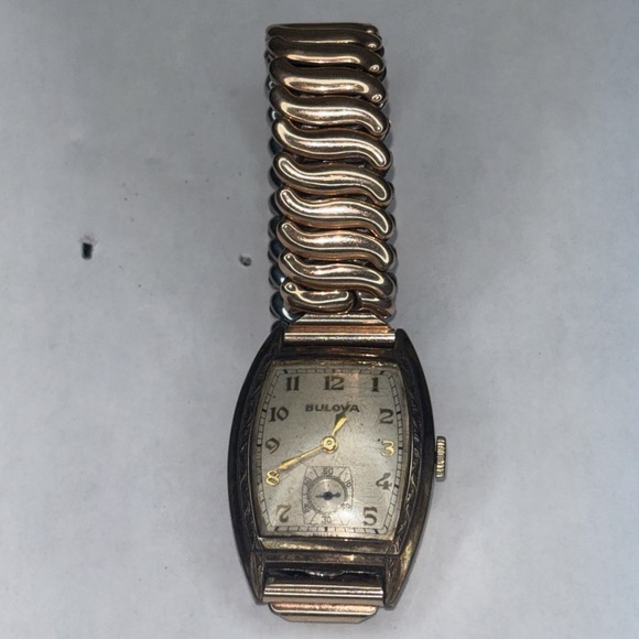 VTG Womens Bulova 10k RGP Watch 1/20 12k GF Stretch Band Manual Wind Not Working - Picture 1 of 9